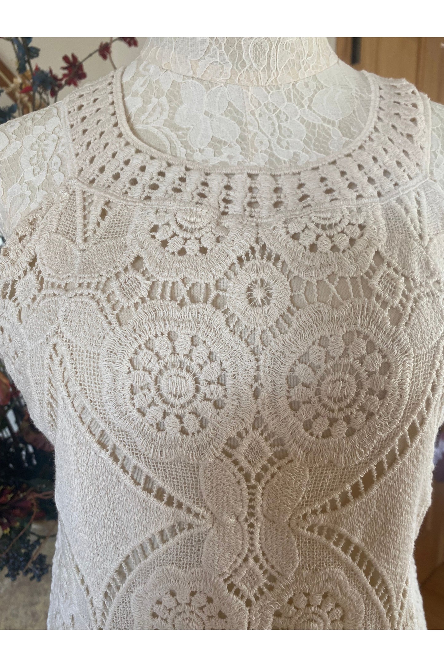 Keren Hart - Knit Top With Cleopatra Neckline, Built In Cami - Natural