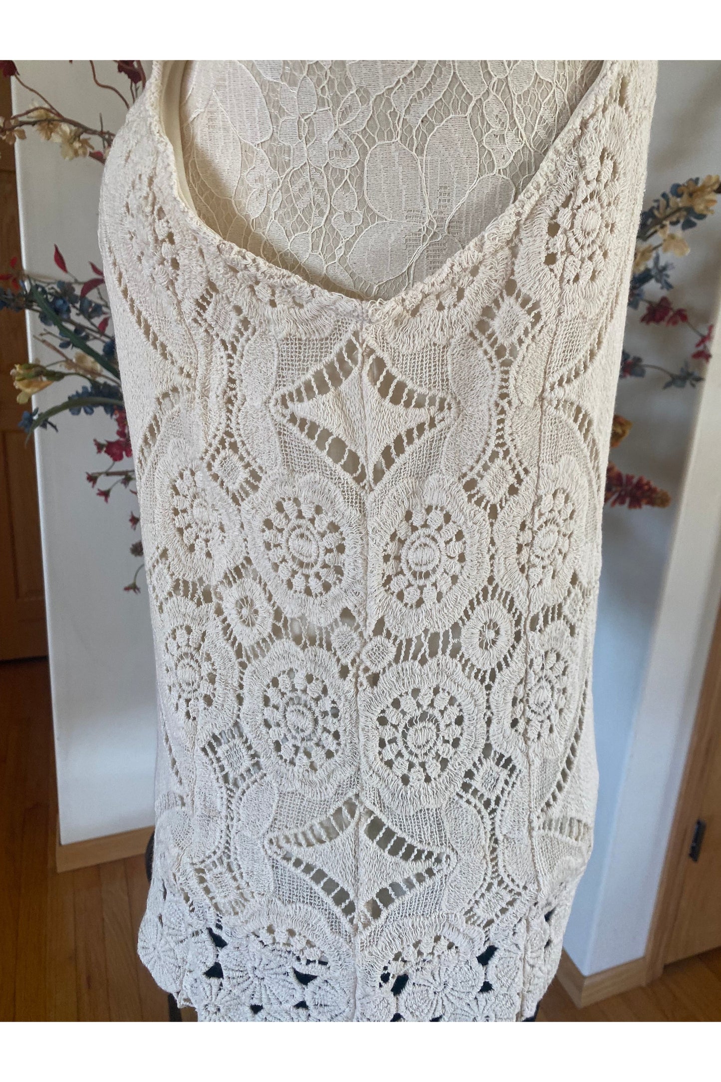 Keren Hart - Knit Top With Cleopatra Neckline, Built In Cami - Natural