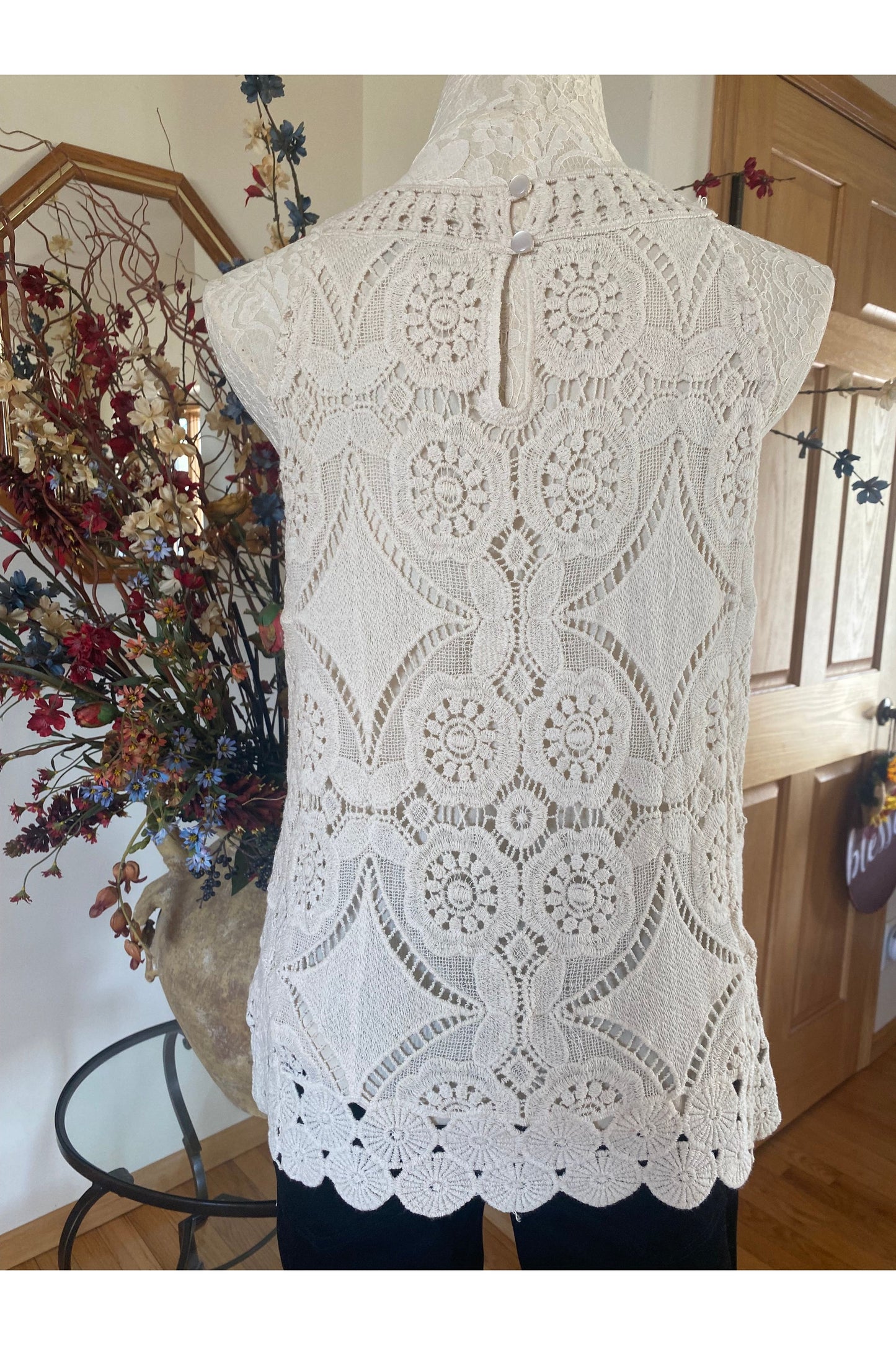 Keren Hart - Knit Top With Cleopatra Neckline, Built In Cami - Natural