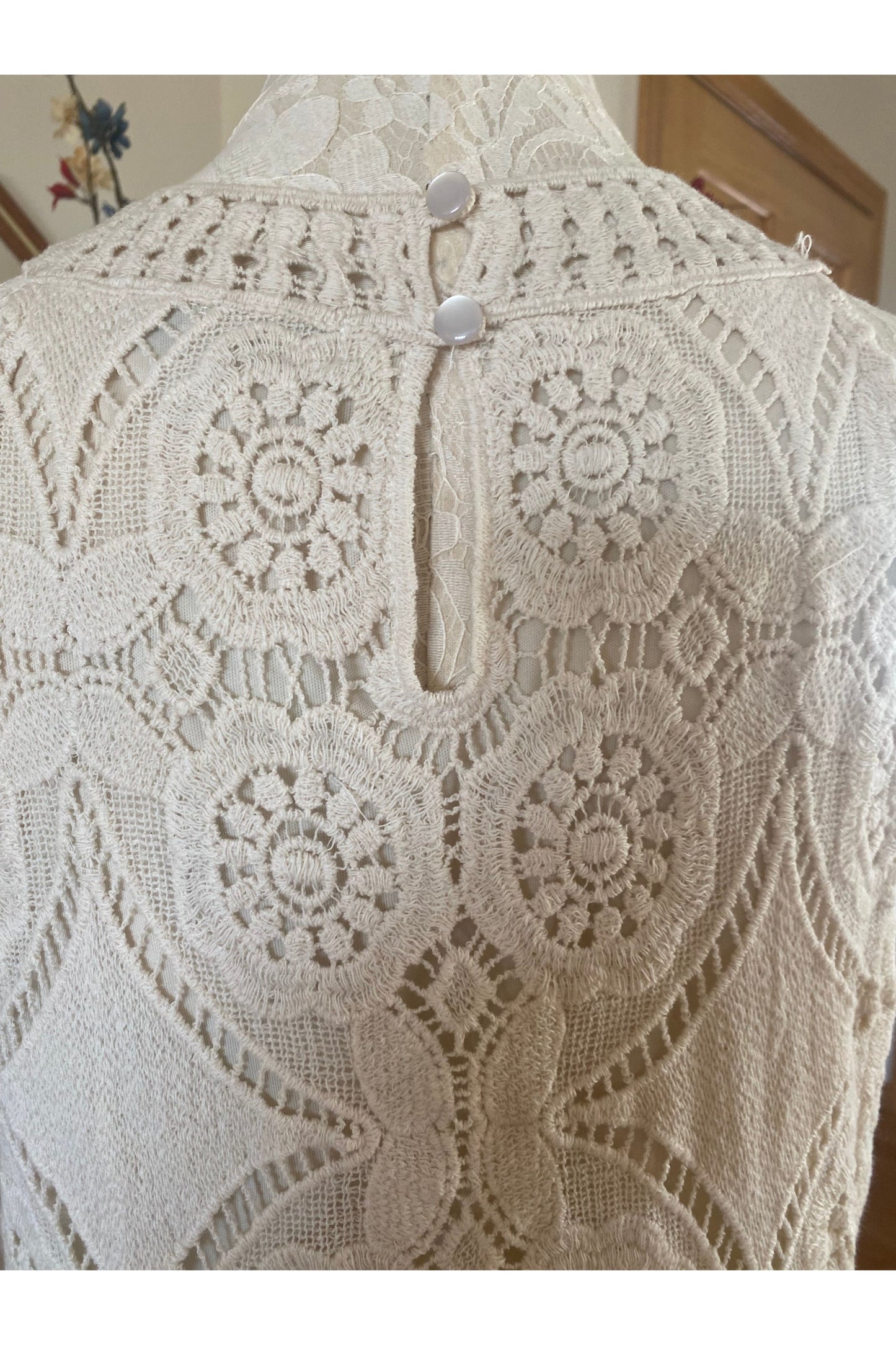 Keren Hart - Knit Top With Cleopatra Neckline, Built In Cami - Natural