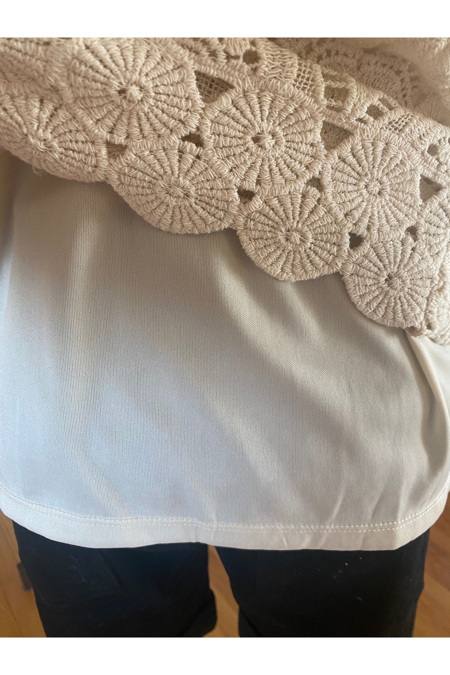 Keren Hart - Knit Top With Cleopatra Neckline, Built In Cami - Natural