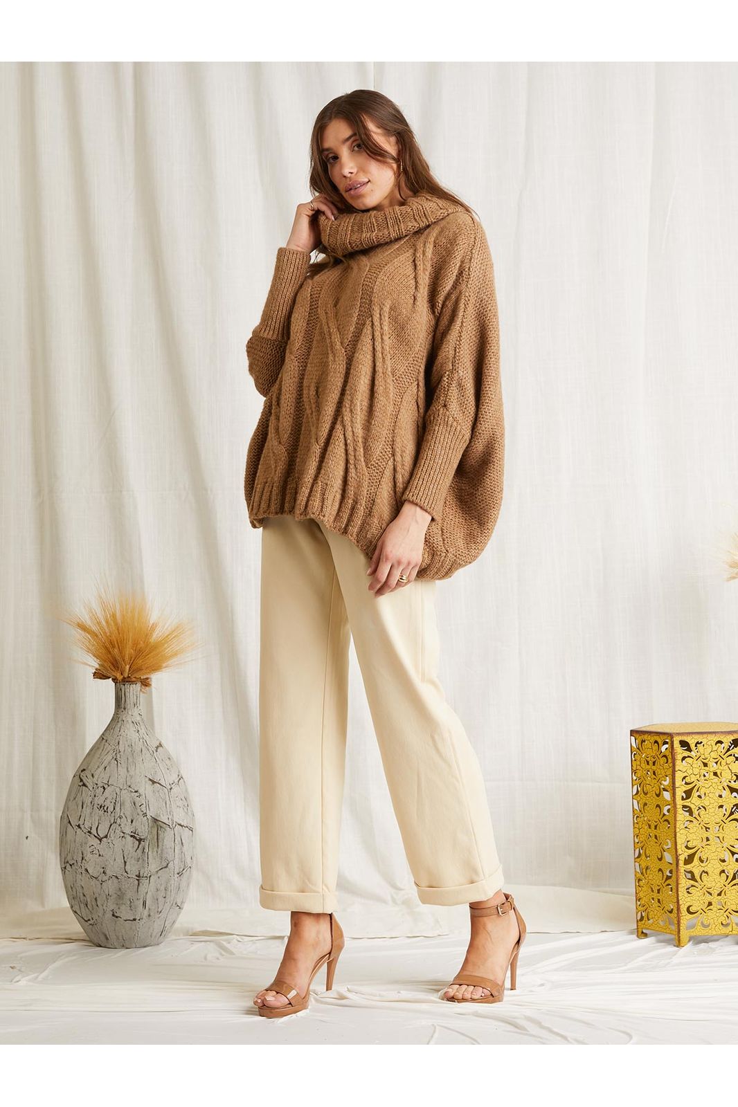 Scandal - Claire Sweater - Carmel and Ivory