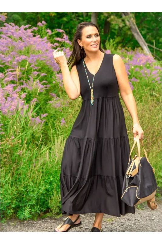 Pure Essence - Three Tier Dress - Black