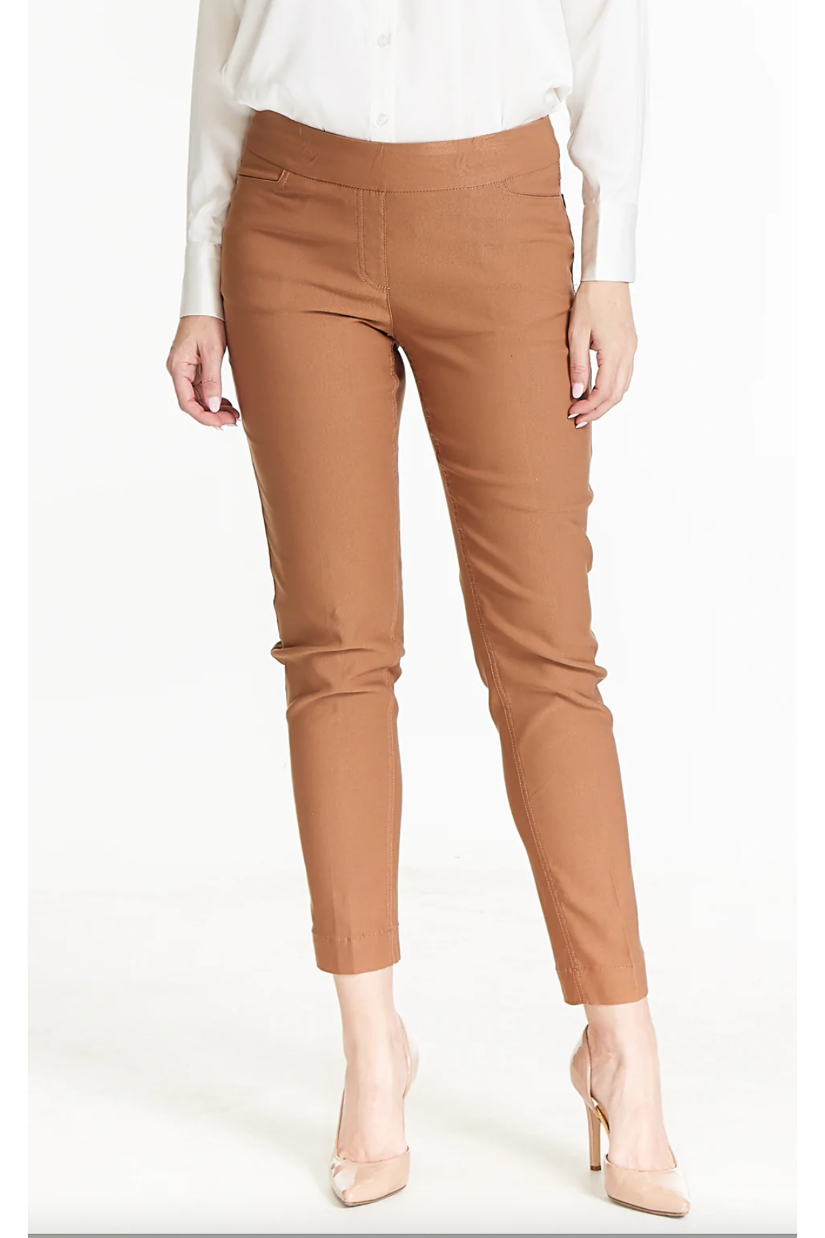 SlimSation Pull On Ankle Pant with Real Front Back Pockets Tobacco M30719PM PW