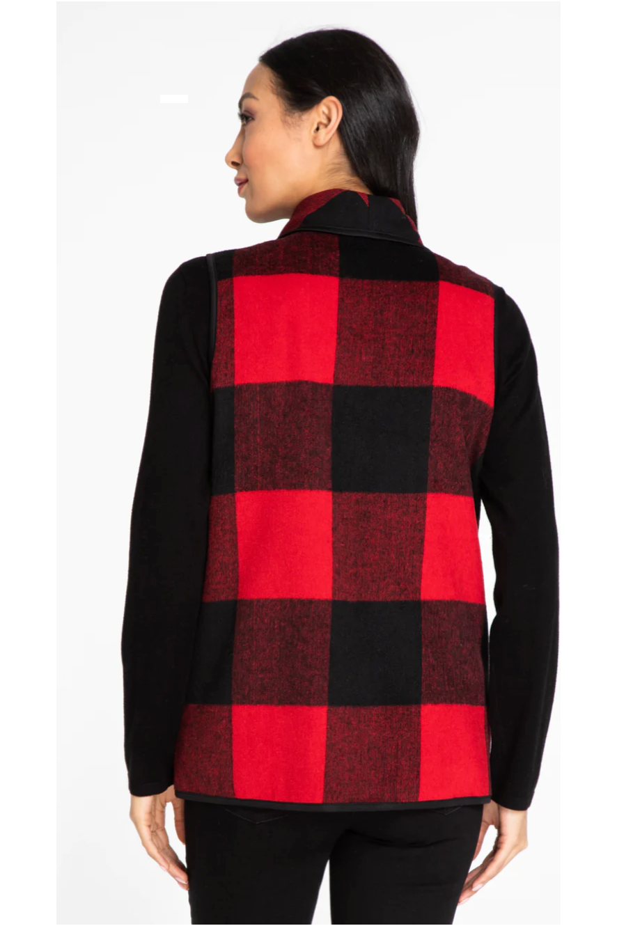 Multiples - Shawl Collar Swing Vest - M42110VM - Red/Black