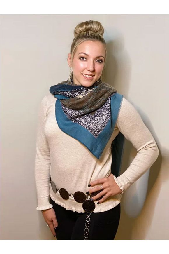 SoyaConcept from Denmark - Levian 1 Scarf with Print- Deep Green