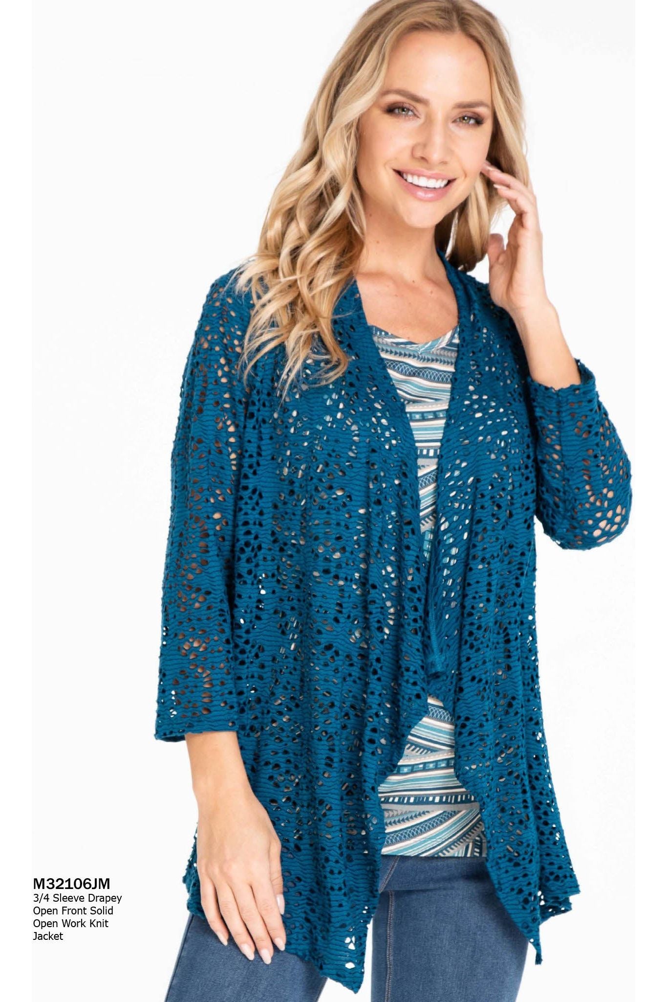 Multiples - 3/4 Sleeve Knit Drapey Open Front - Multiple Colors! - M32106JM/JW