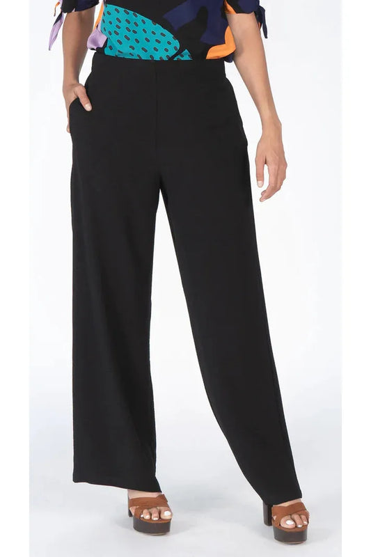 ISCA - Wide Leg Pants with Elastic Waist - Black - 3052862