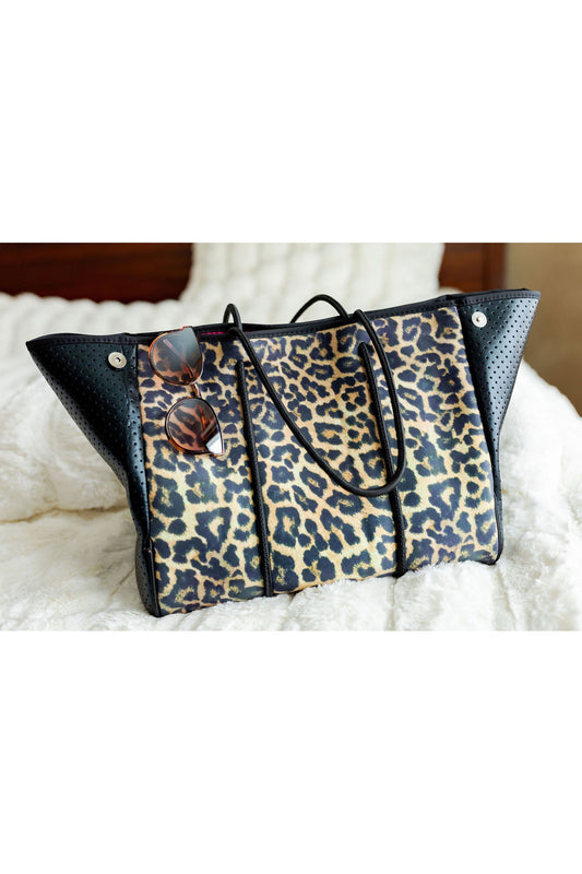 Classy Cloth - Neoprene Bag - Brown Cheetah w/ Pink Inside