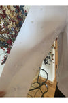 Multiples - Cuffed Long Sleeve 2 Pocket Button Jean Jacket with Pearl Embellishment - White - M13608JM