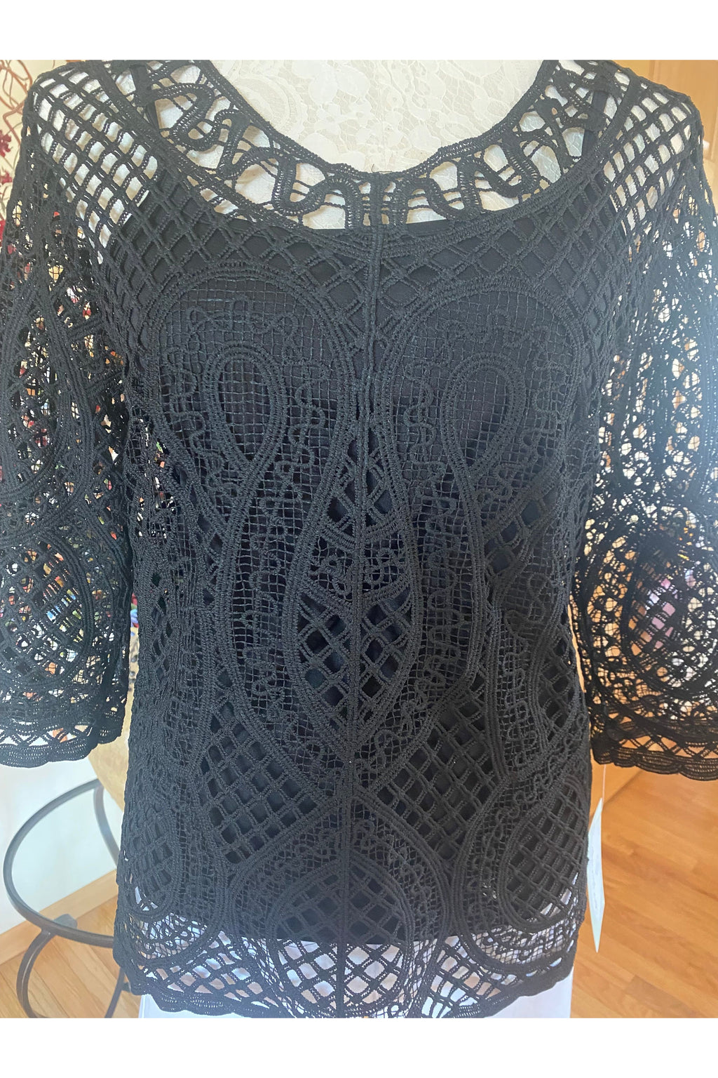 Keren Hart - Pullover See Through Top With Attached Cami - Black