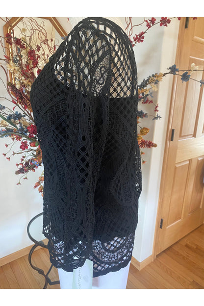 Keren Hart - Pullover See Through Top With Attached Cami - Black