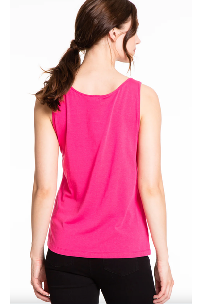 Multiples - Double Scoop Neck Tank - Azalea, Black, & White - M13105TW