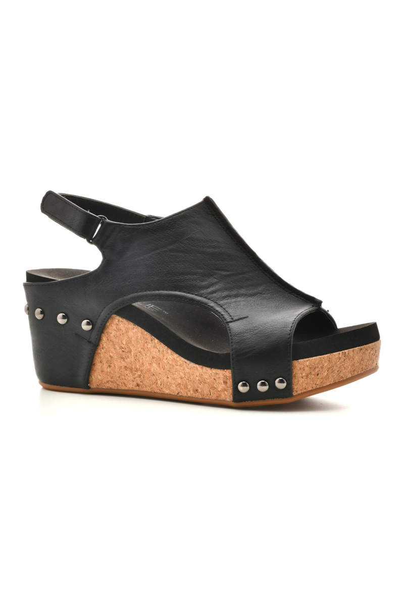 Corkys - Carley Sandal - Black Smooth -
