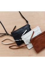 Latico Leathers- 89 Degrees Wristlet - Black, Cognac, and White
