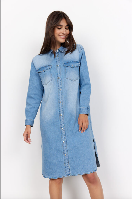 SoyaConcept - Kiss 2 Shirt Dress - Medium Blue Denim