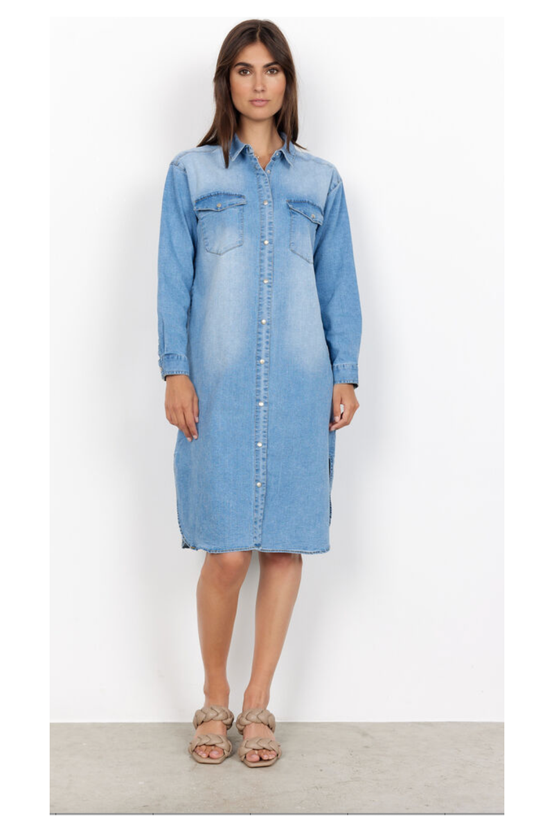 SoyaConcept - Kiss 2 Shirt Dress - Medium Blue Denim
