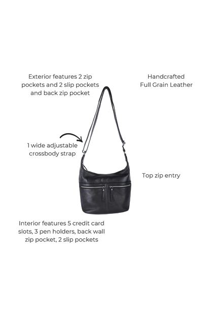 Latico Leathers - Gita Crossbody/Shoulder Bag - Charcoal