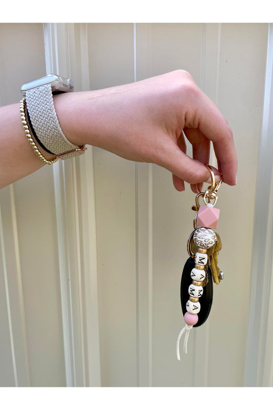 Classy Cloth - Silicone Bead Keychain - MAMA Gold Leopard