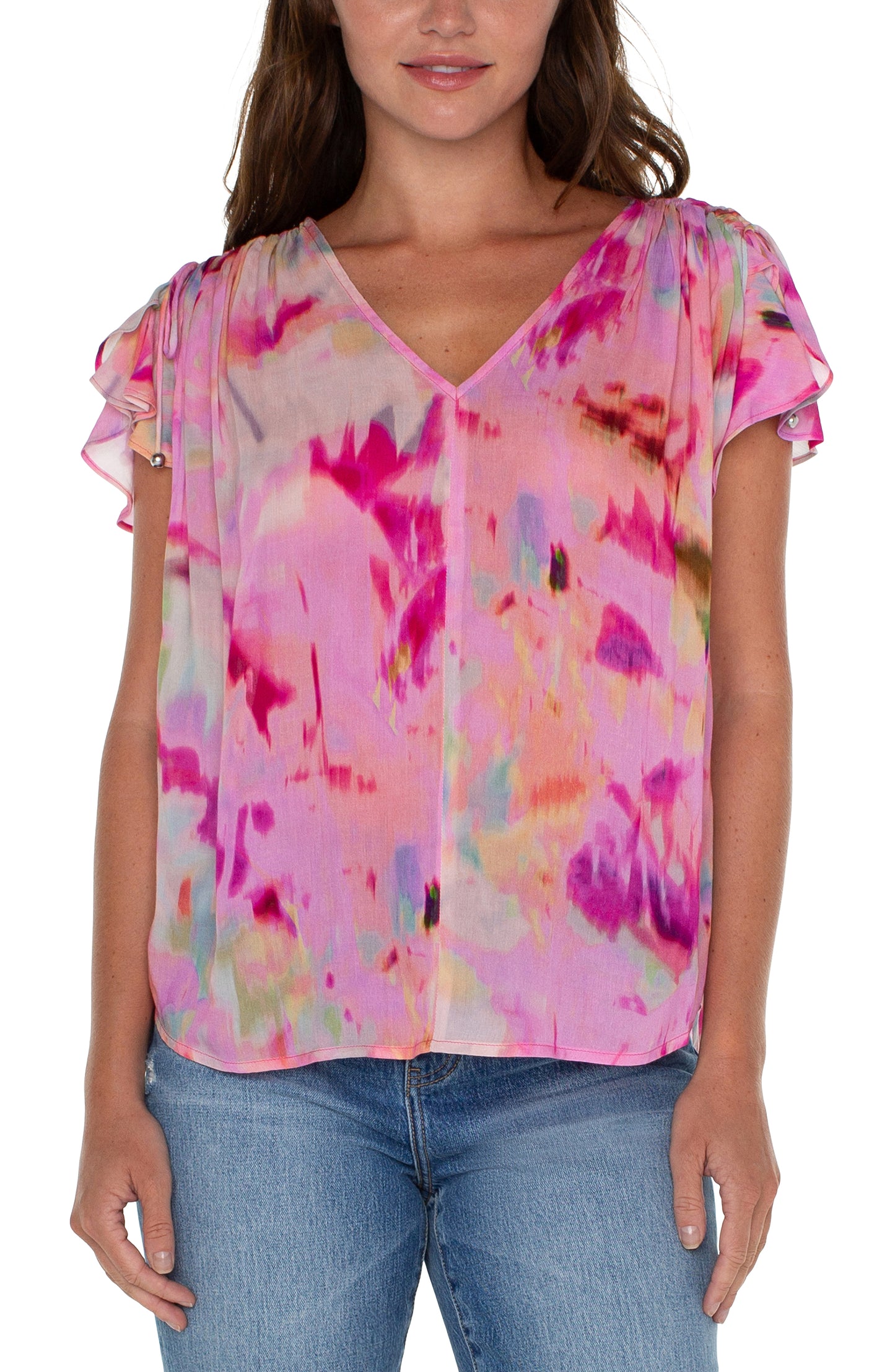 Radiant Watercolor Flutter Top