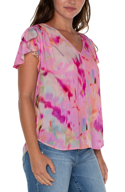 Radiant Watercolor Flutter Top