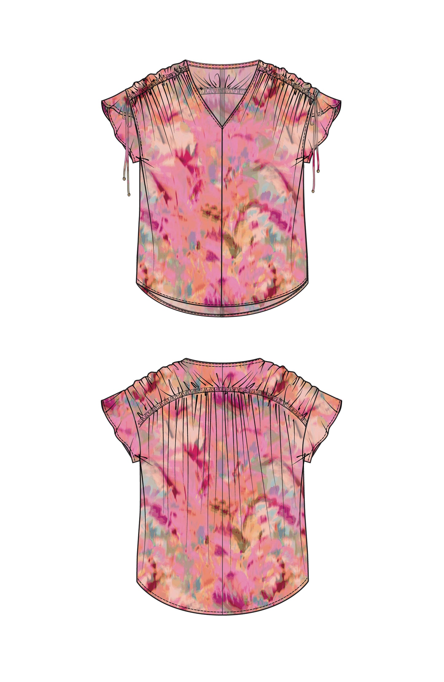 Radiant Watercolor Flutter Top