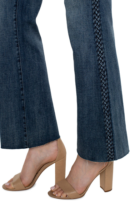 Hannah Braided Trim Raw Hem Flare Jeans