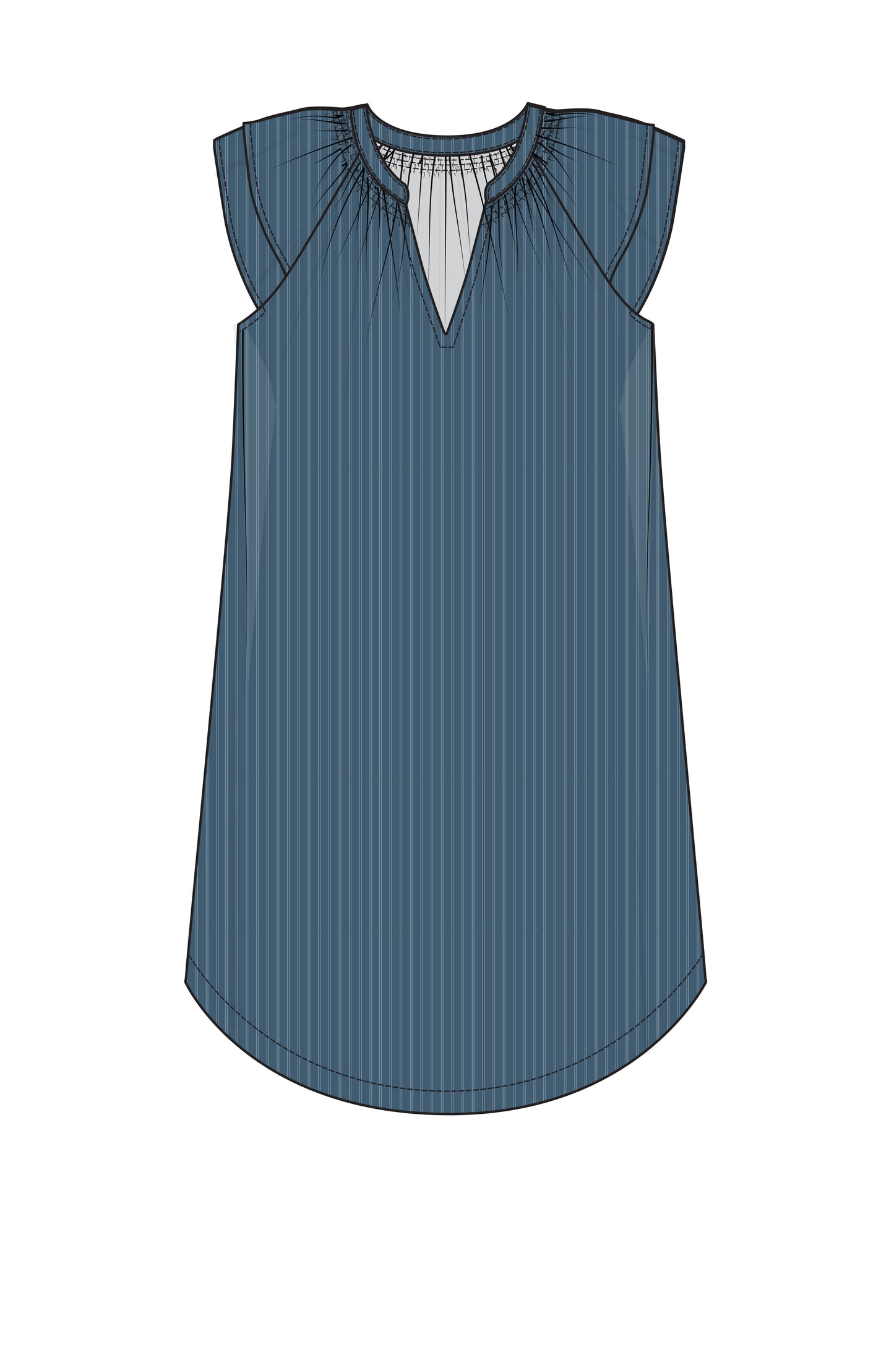 Cap Sleeve Raglan Dress With Smocking