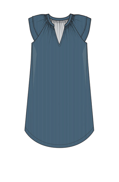 Cap Sleeve Raglan Dress With Smocking