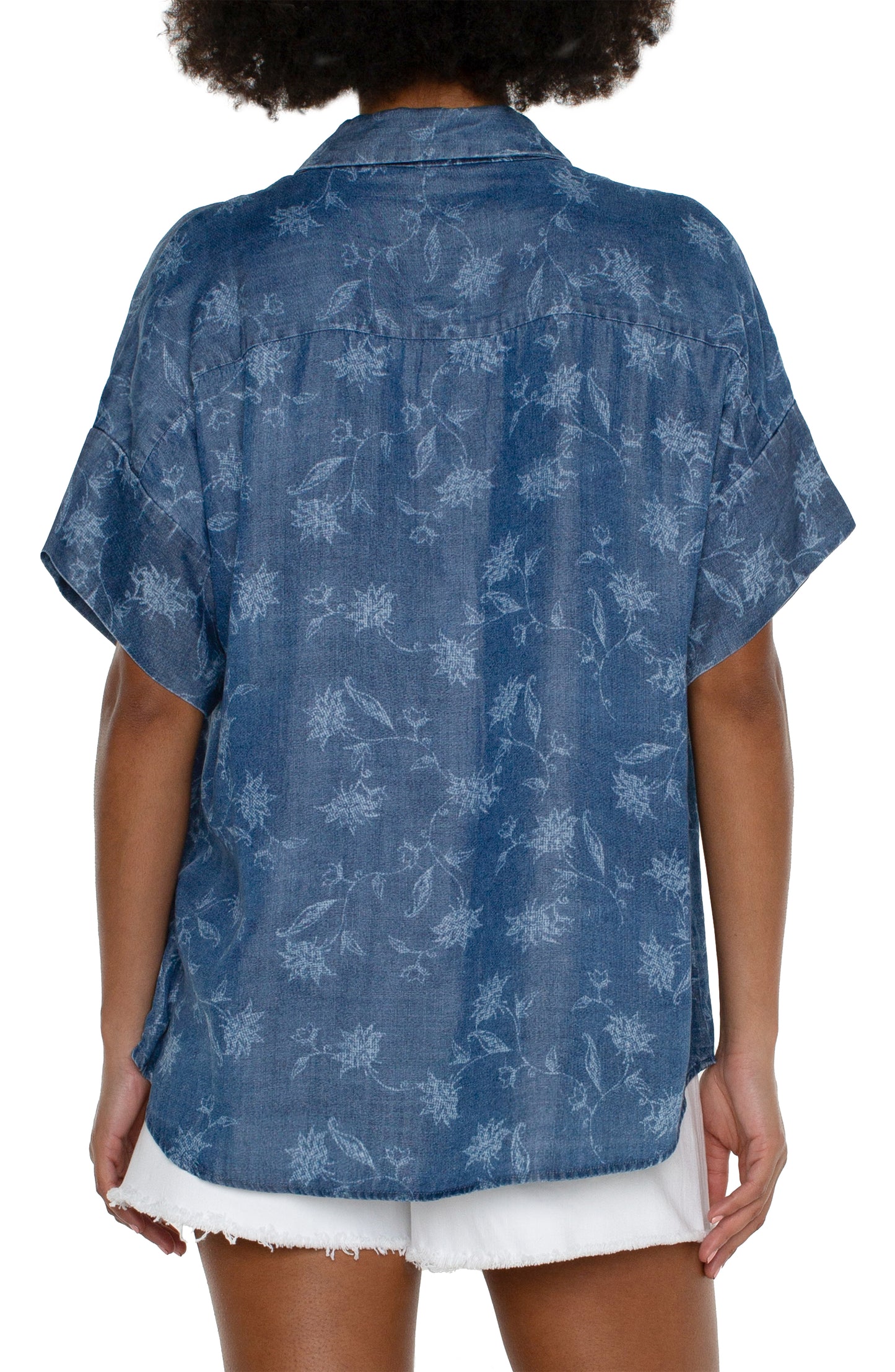 Collard Camp Shirt with Hi-Low Hem