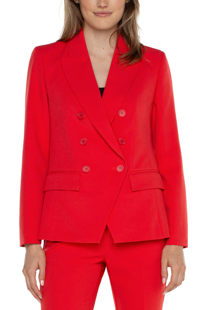 Red Refined: Luxe Stretch Boyfriend Blazer