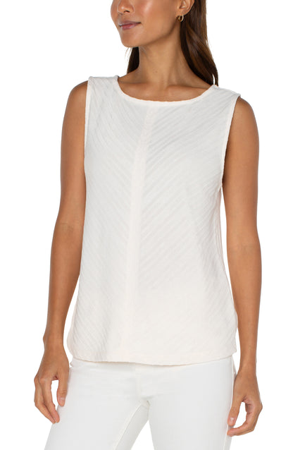 Sleeveless Boat Neck Knit Top