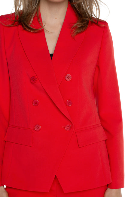 Red Refined: Luxe Stretch Boyfriend Blazer