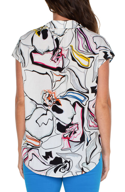 Abstract Print Dolman Sleeve Shirt