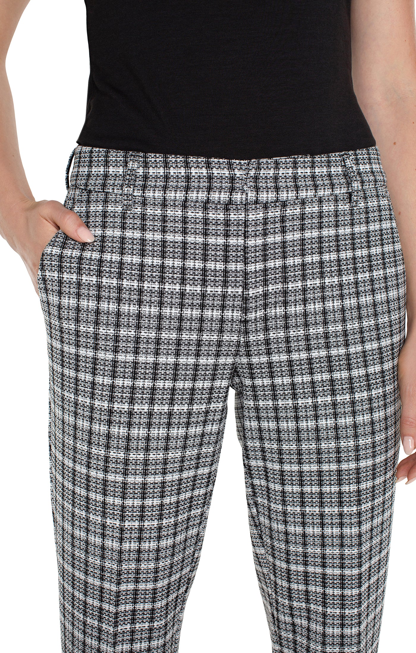 Chic Plaid Knit Trousers