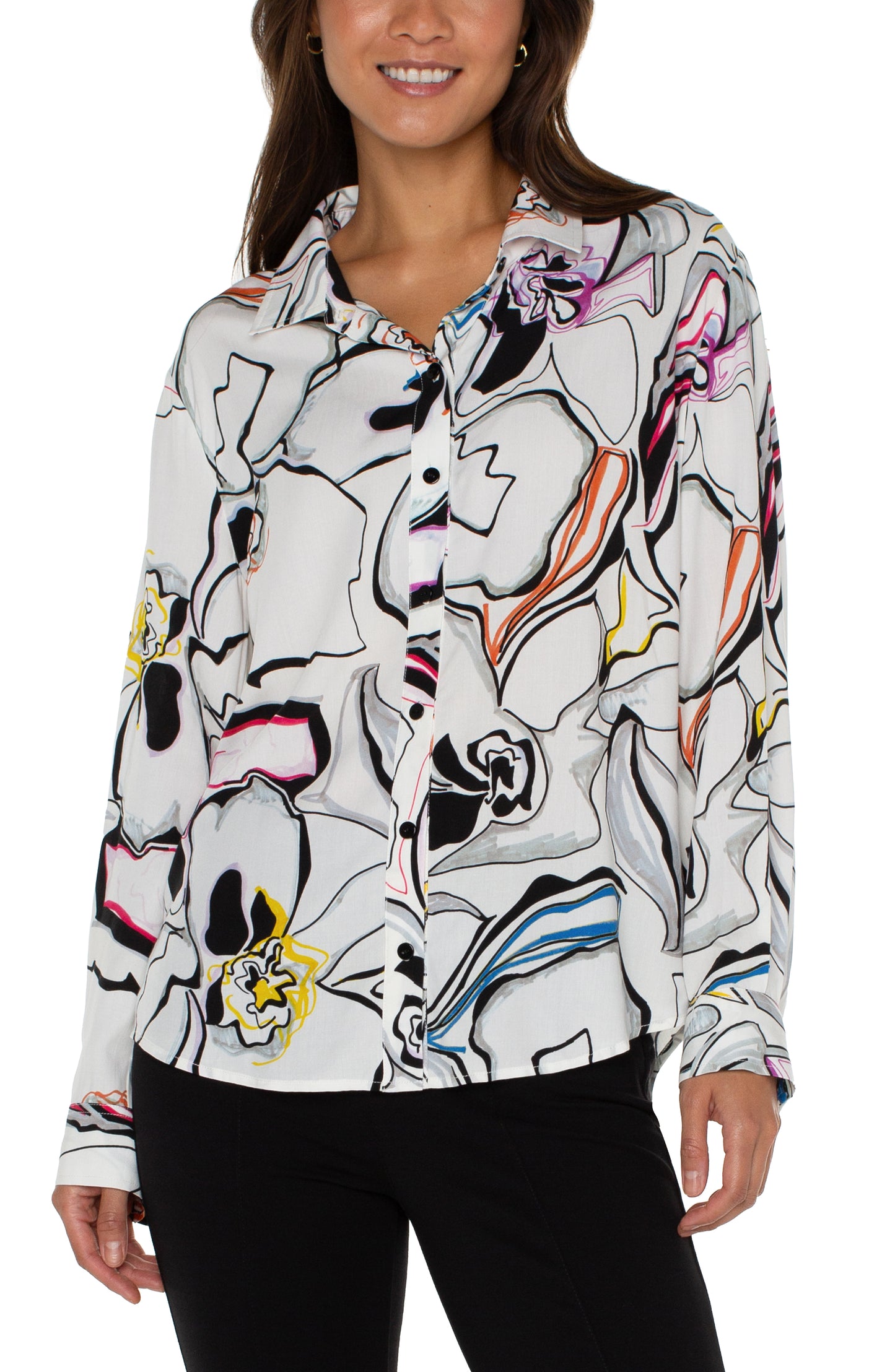 Abstract Artistry Button-Up Blouse