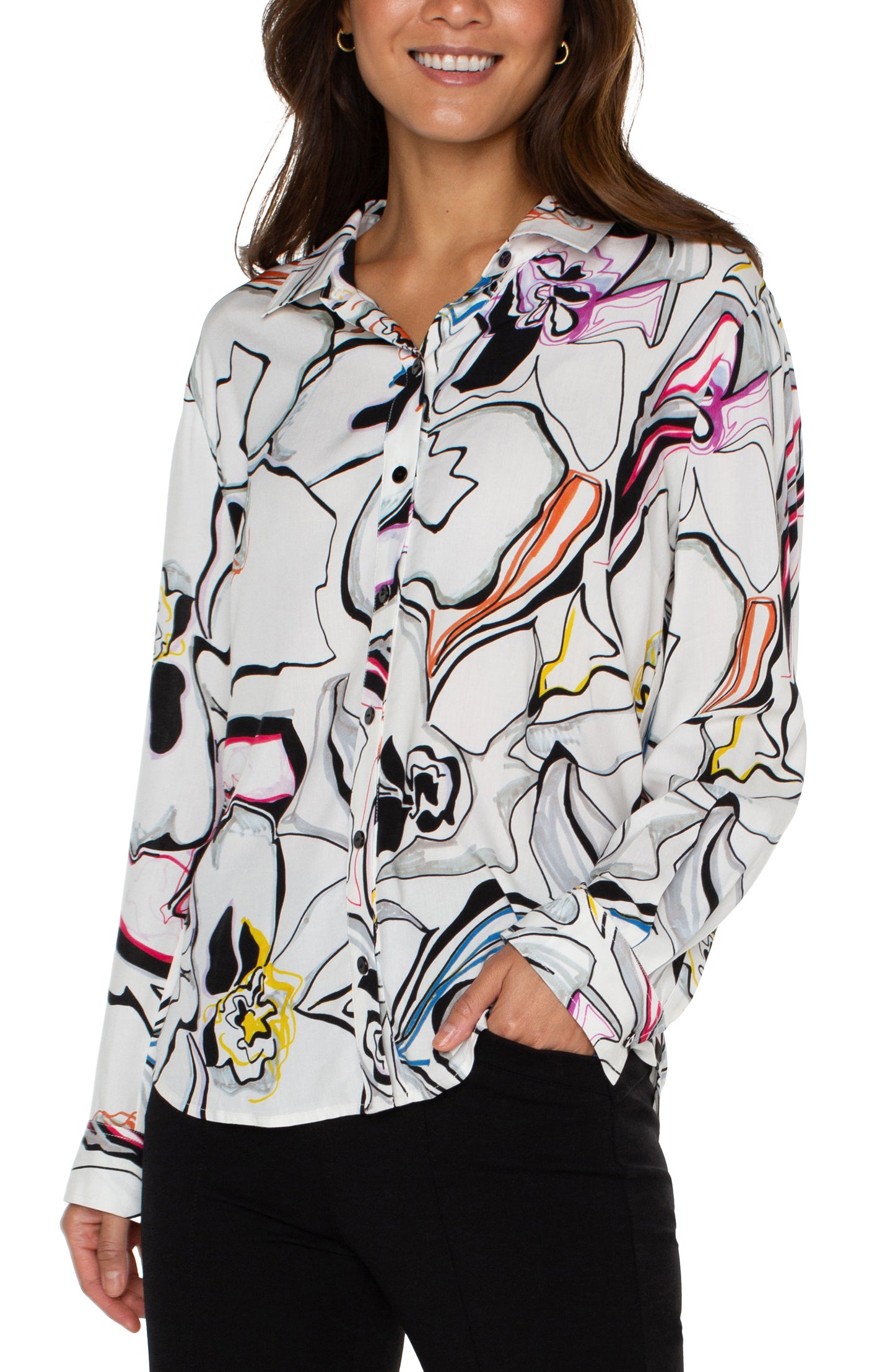 Abstract Artistry Button-Up Blouse