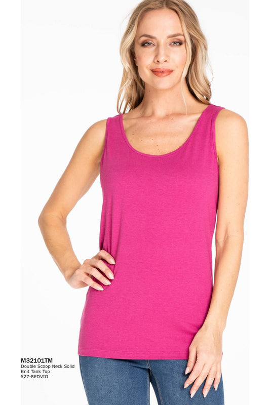 Multiples - Double Scoop Neck Tank - Three Colors and Plus Size - M32101TM/TW