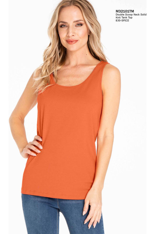 Multiples - Double Scoop Neck Tank - Three Colors and Plus Size - M32101TM/TW