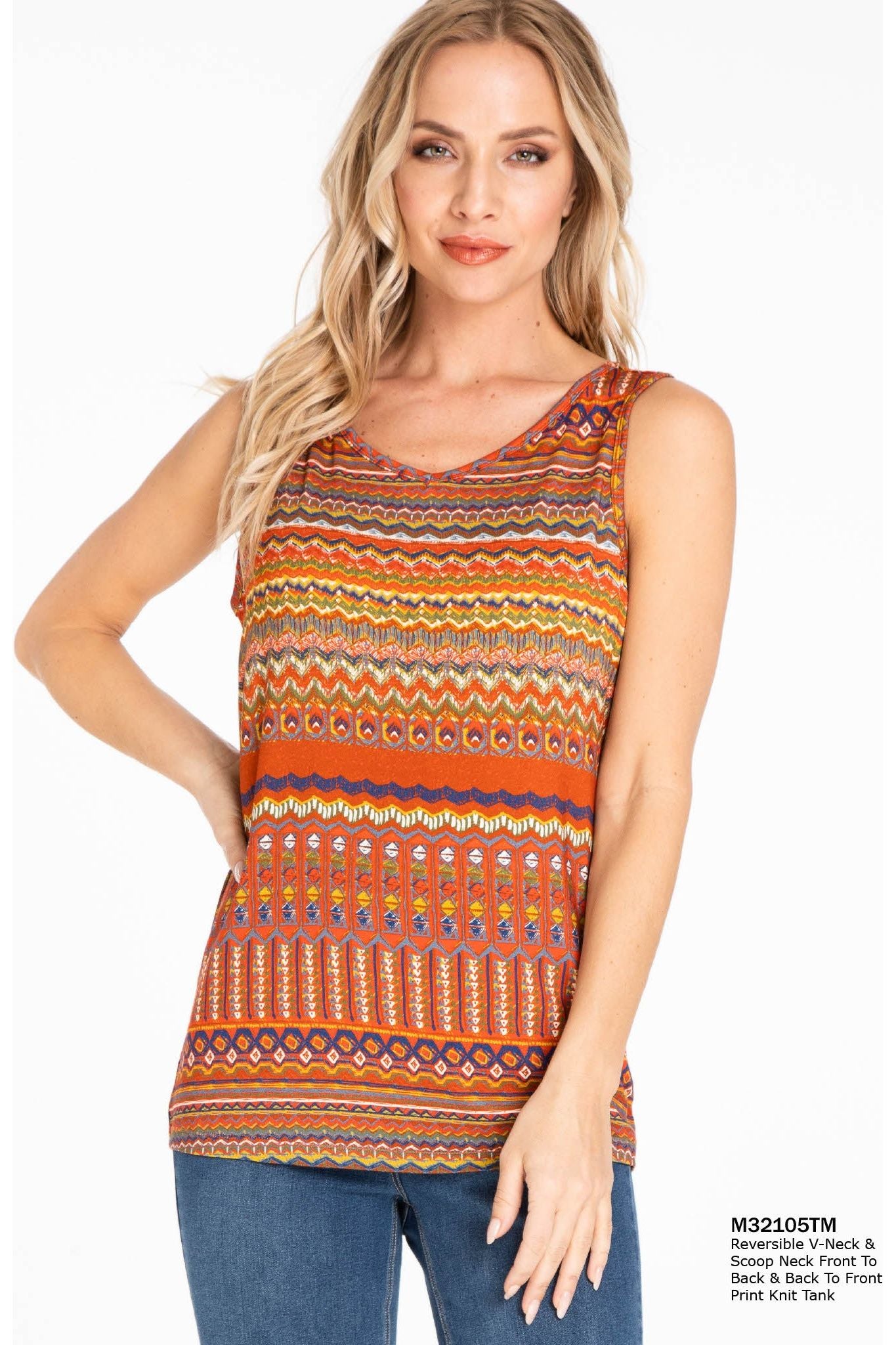 Multiples - Reversable Front to Back Tank -Four Patterns and Plus Size M32105TM/TW