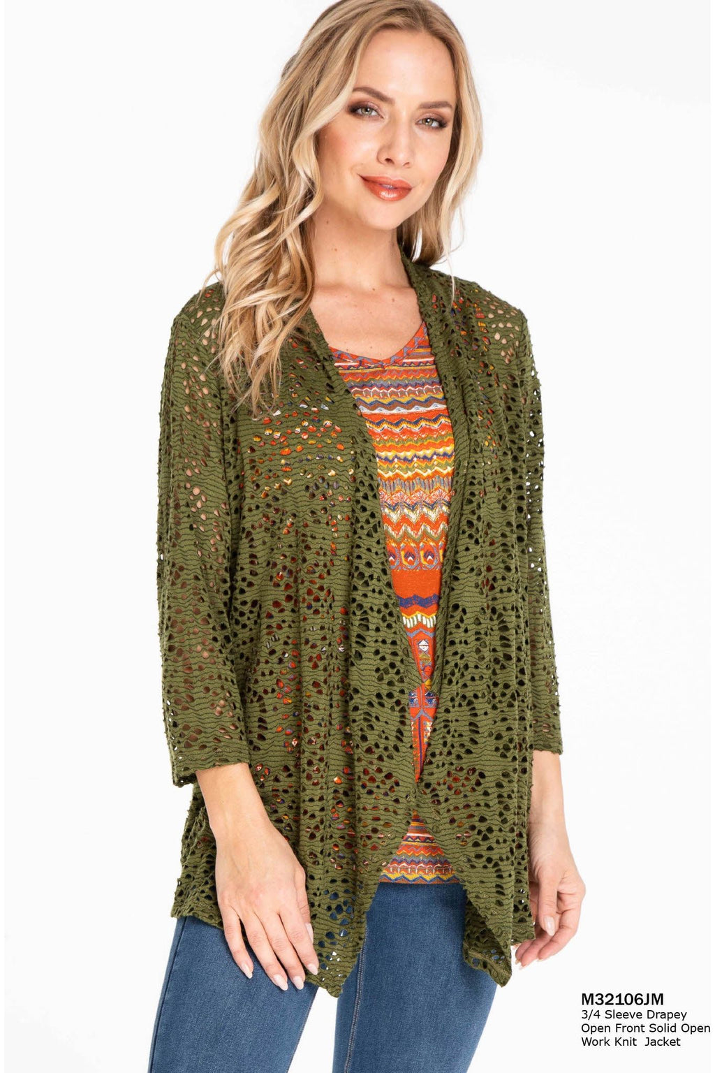 Multiples - 3/4 Sleeve Knit Drapey Open Front - Multiple Colors! -  M32106JM/JW