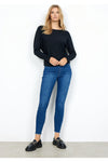 SoyaConcept - Pullover Round Neckline, Long Sleeves, Cool Button Detail on the Back - Sand & Black - 32957