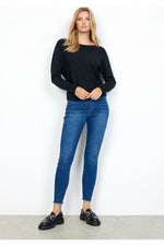 SoyaConcept - Pullover Round Neckline, Long Sleeves, Cool Button Detail on the Back - Sand & Black - 32957