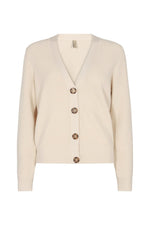 SoyConcept - Blissa 20 - Classic Cardigan with V-Neck, Button Closure, and Ripped Knit Texture - Cream - 33103