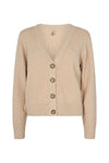 SoyaConcept - Blissa 30 - Elegant Cardigan with Deep V-Neck, Button Closure and a Geometric Knit -Pattern - Sand - 33306
