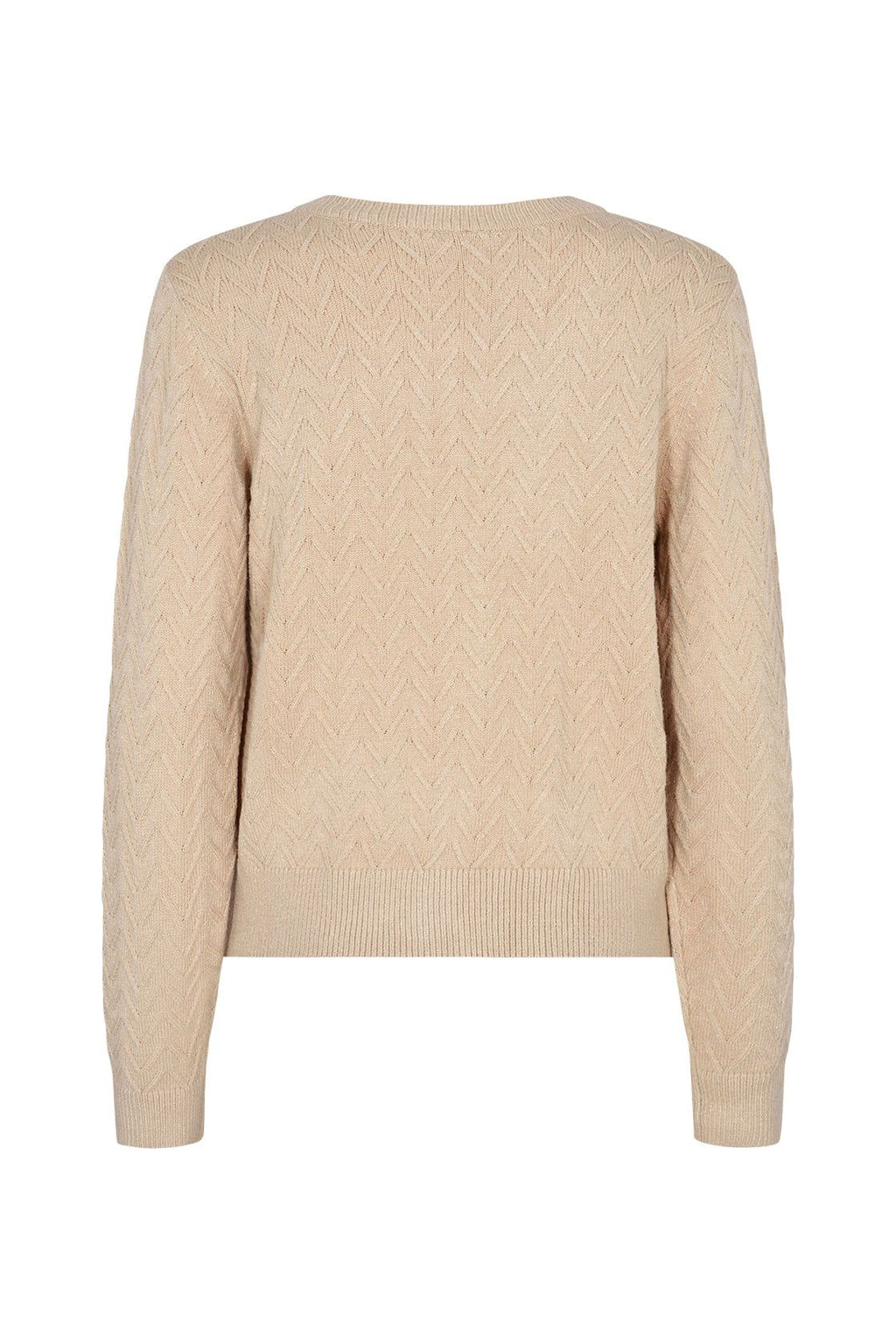 SoyaConcept - Blissa 30 - Elegant Cardigan with Deep V-Neck, Button Closure and a Geometric Knit -Pattern - Sand - 33306