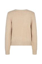 SoyaConcept - Blissa 30 - Elegant Cardigan with Deep V-Neck, Button Closure and a Geometric Knit -Pattern - Sand - 33306