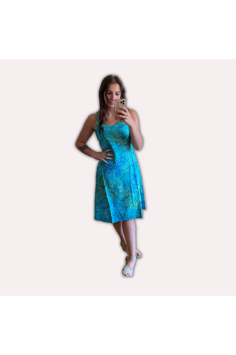 Hand Kreation - Pocket Dress - Multi Green and Blue - 6359