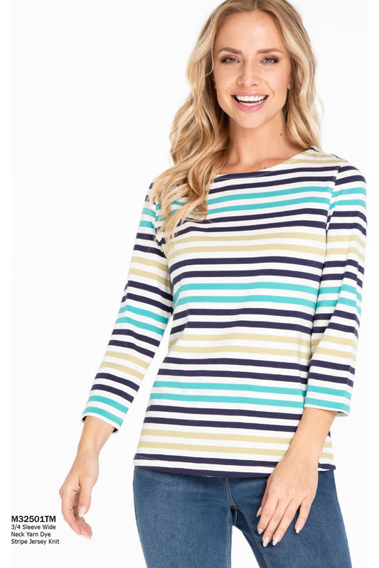 Multiples - 3/4 Sleeve Stripe Top - M32501TM