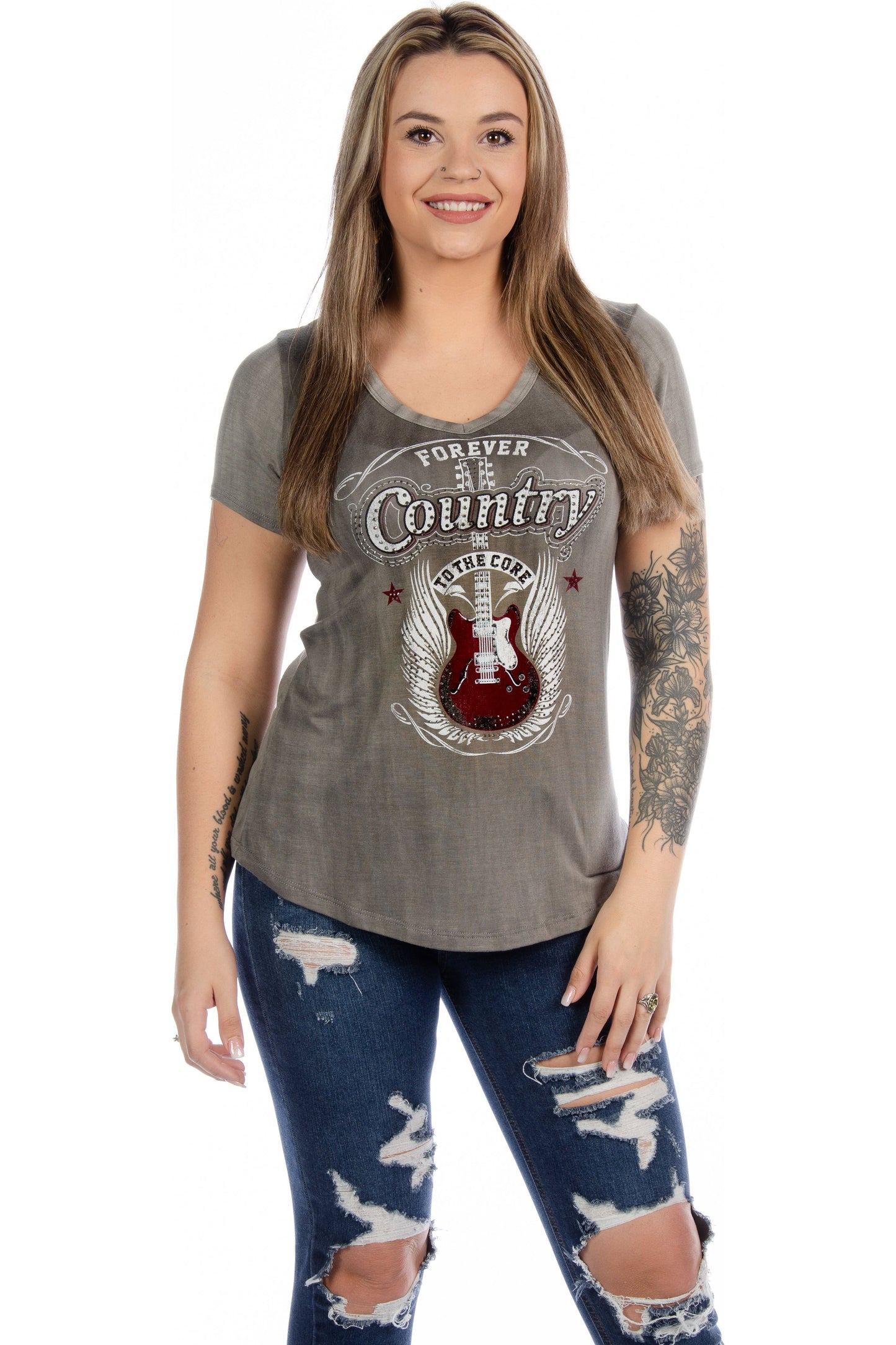Liberty Wear - Forever Country Graphic Tee - Charcoal - 7150